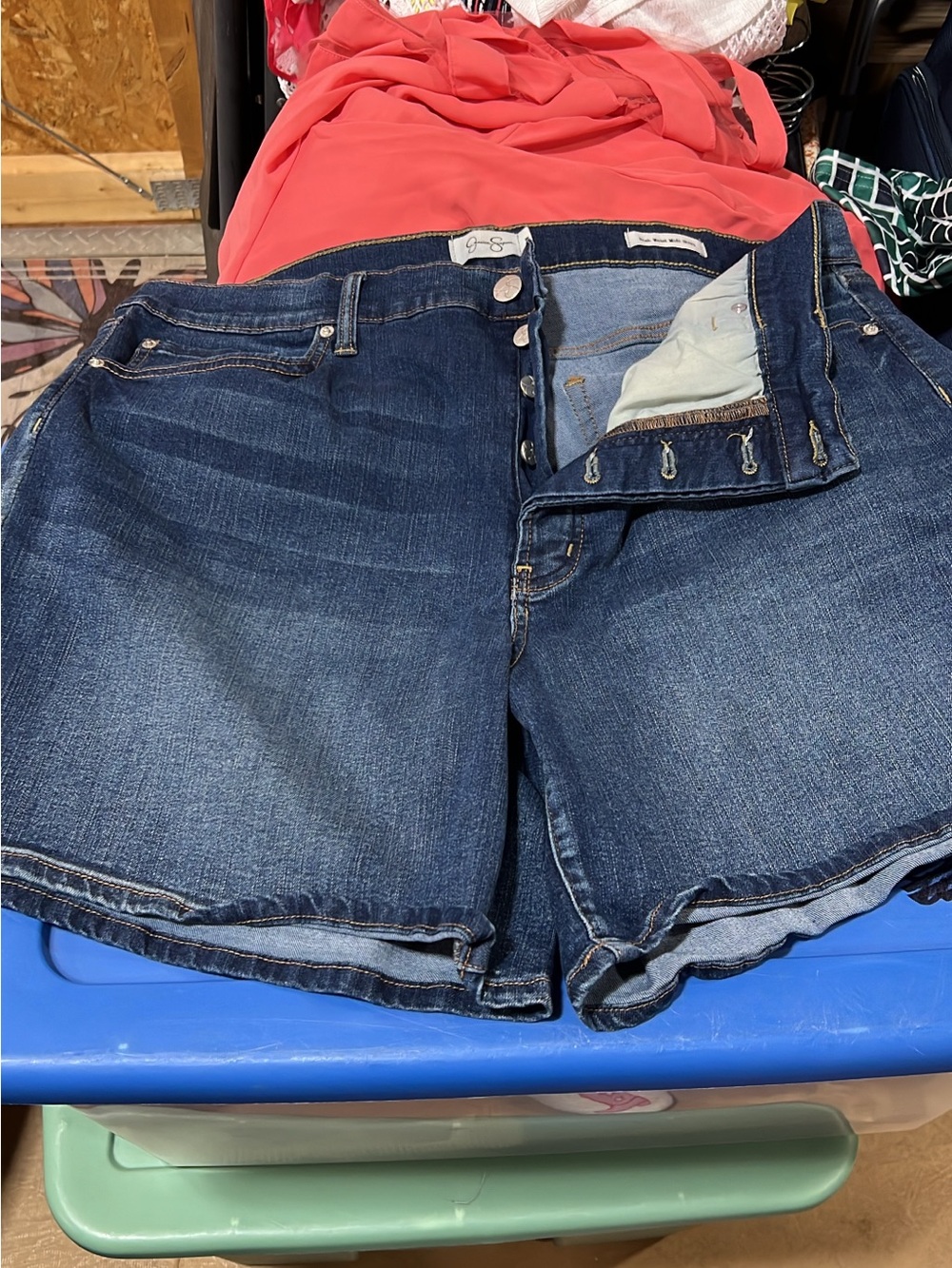 Jessica Simpson Dark Blue Denim Button-Fly Shorts